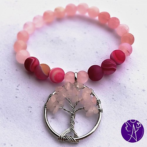 Náramek kuličkový růženín - strom života moudrosti a lásky