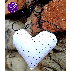 Látkové srdce z lásky červený puntík 9,5 x 15 cm