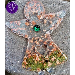 Orgonitový andílek léčitel duše s olivínem 10 x 8 cm