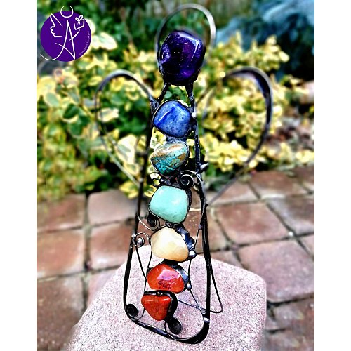 Anděl cínovaný - čakrový léčitel 17 x 9,5cm