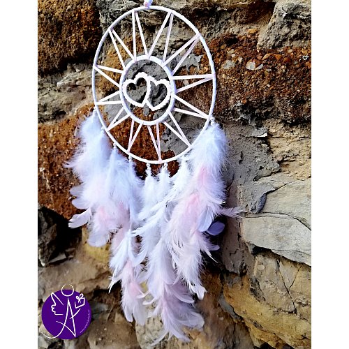 Lapač snů peříčkový - laskavé srdce 20 x 61 cm