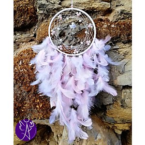 Lapač snů peříčkový - jemnost a laskavost s křišťálem 16 x 66 cm