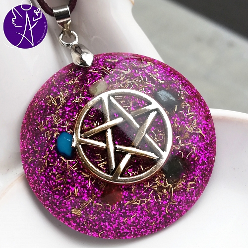 Orgonit - medailon PENTAGRAM ochrana a bezpečí 3,5 cm