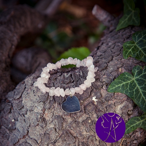 Náramek ze zlomků kamenů - růženín láska a něha