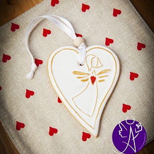 Srdce keramické závěsné 8 x 6 cm