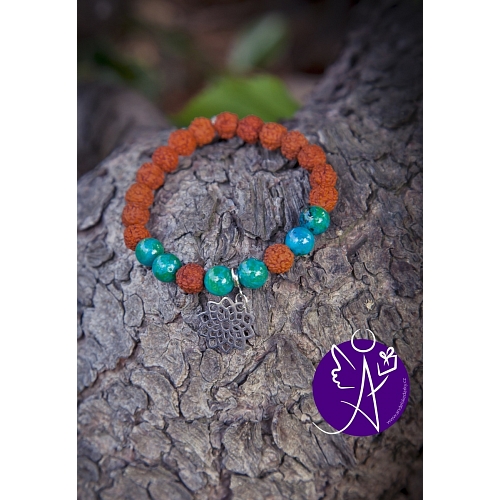 Náramek pro pozitivní energii Rudraksha+tyrkys 316