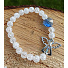 Náramek kuličkový - křišťál s andílkem a modrým srdcem