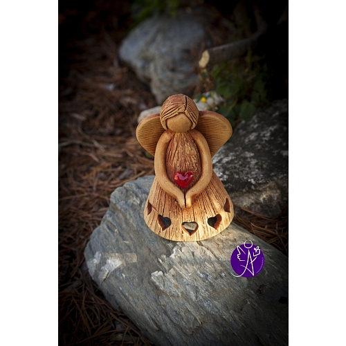 Vánoční  anděl srdce na dlani 12 cm