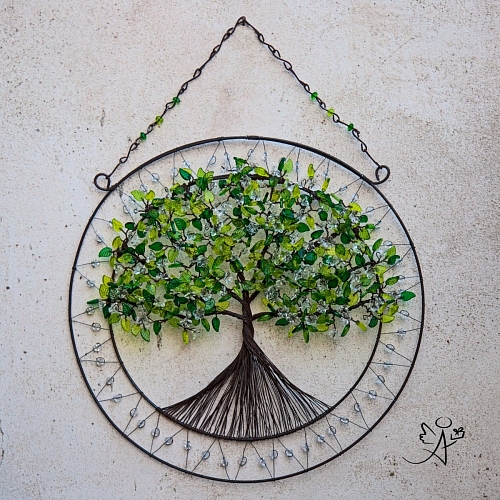 Drátovaný strom života - něžný příval energie 34 x 43 cm