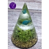 Orgonitový kužel - apatit, olivín sebe-vyjádření 6,5 x 5 cm (mosaz)