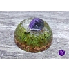 Orgonitová hmatka polokoule olivín a ametyst 5 x 4 cm