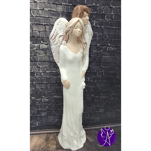 Andělská partnerská soška - štěstí a naděje 38 cm bílá