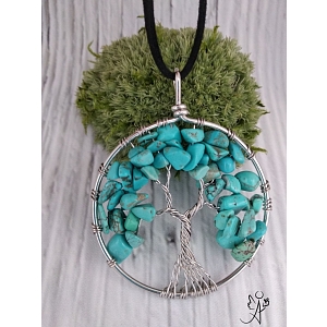Strom života přívěsek s tyrkysem velký 5 cm