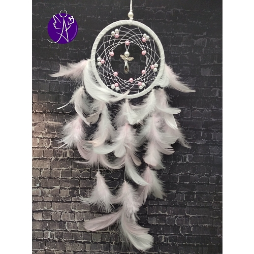 Lapač snů peříčkový - andělská jemnost 10,5 x 50 cm