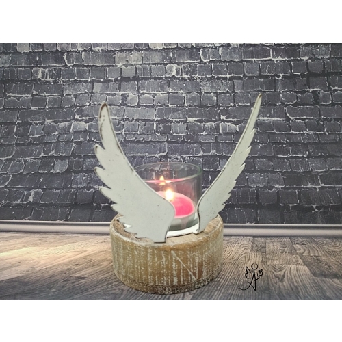 Svícen Křídla vánoc 11 cm, kovový