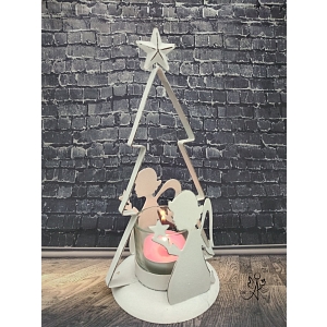 Svícen Andělská radost pod stromem, 21 cm, kovový