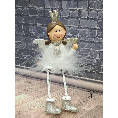 Anděl princezna Něha sedící - srdce, 8 cm