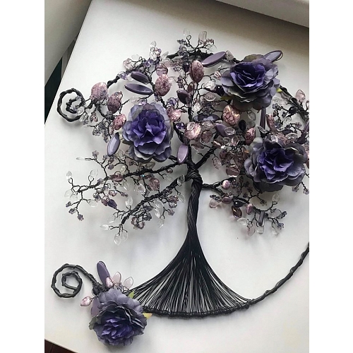 Drátovaný strom života otevřený - něžnost květů 30 cm