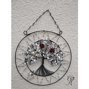 Drátovaný strom života - řůže na keři 25 cm