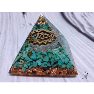 Orgonitová pyramida harmonizace 5. čakry se symbolem 4 x 4 cm