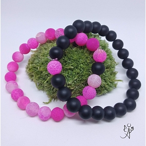 Partnerský náramek láska a něha, přírodní matný a ledový achát