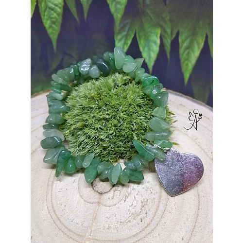 NÁRAMEK ZE ZLOMKŮ KAMENŮ energetické srdce - aventurín a přívěsek srdce