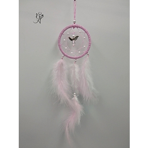 Mini lapač snů peříčkový - jemnost a laskavost s andílkem 6 cm