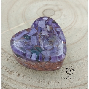 Orgonitové srdíčko čaroitové - duchovní vhled 3 x 2 cm