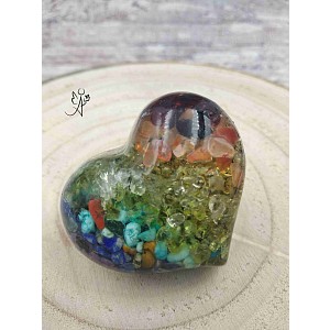Orgonitové srdíčko hanrmonizace čaker s šungitem 4,5 x 2 cm