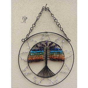 Drátovaný strom života - čakrový soulad z minerálů 18 cm