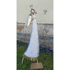 Anděl strážný s LED hvězdou - mega velikost 80 cm