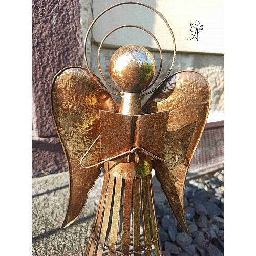 Svícen Andělská moudrost 40 cm, kovový zlatý
