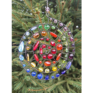 Drátěná slunohra -spirála  aktivace čaker I. 22 x 14 cm