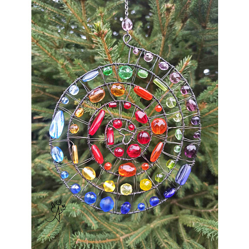 Drátěná slunohra -spirála  aktivace čaker I. 22 x 14 cm