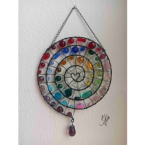 Drátěná slunohra -spirála  aktivace čaker II. 24 x 13 cm