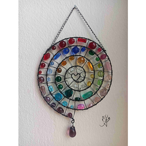 Drátěná slunohra -spirála  aktivace čaker II. 24 x 13 cm