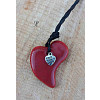 Náhrdelník - srdíčko z pálené hlíny červená vášeň 40 x 35 mm.
