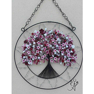 Drátovaný strom života - zimní vášeň sklo 23 cm