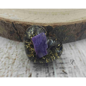 Orgonitové srdíčko čaroitové - duchovní vhled s šungitem 3 cm