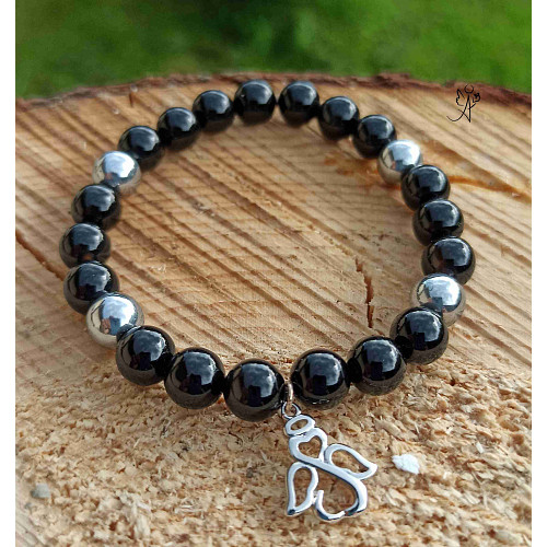 Náramek energetický z polodrahokamů -  onyx a  hematitt