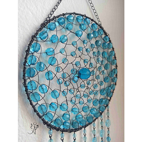 Drátěná slunohra - zvonkohra modrá hlubina 12 x 42 cm