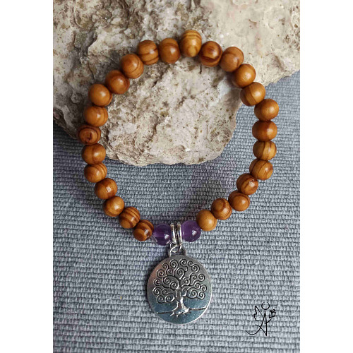 Náramek kuličkový něžné pohlazení matky přírody s ametystem