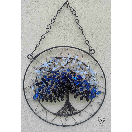 Drátovaný strom života Měsíční svit 20 cm