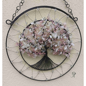 Drátovaný strom života - růženínová láska a sebedůvěra 20 cm